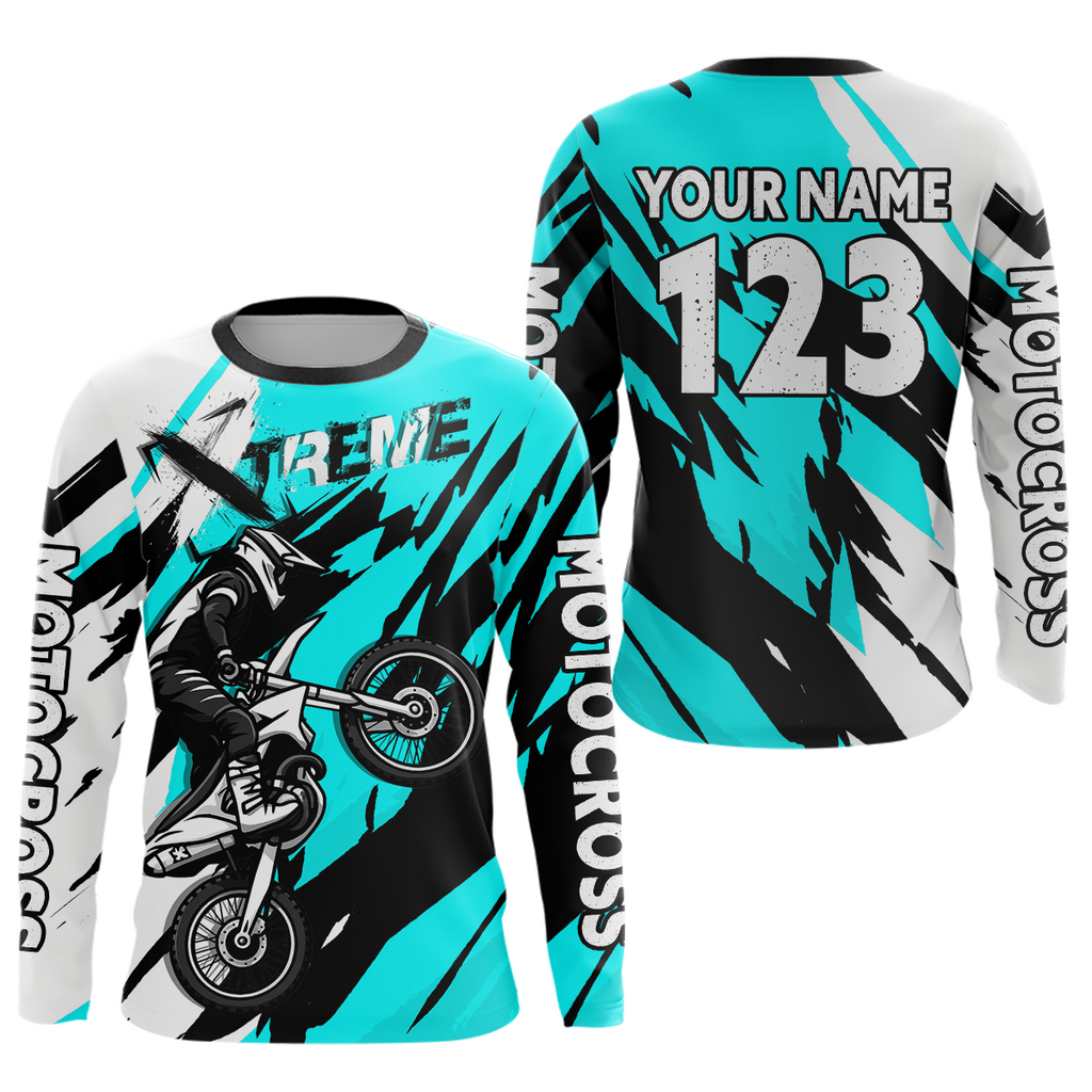 Custom Turquoise Motocross Racing Jersey Custom Dirt Bike Off road Shirt