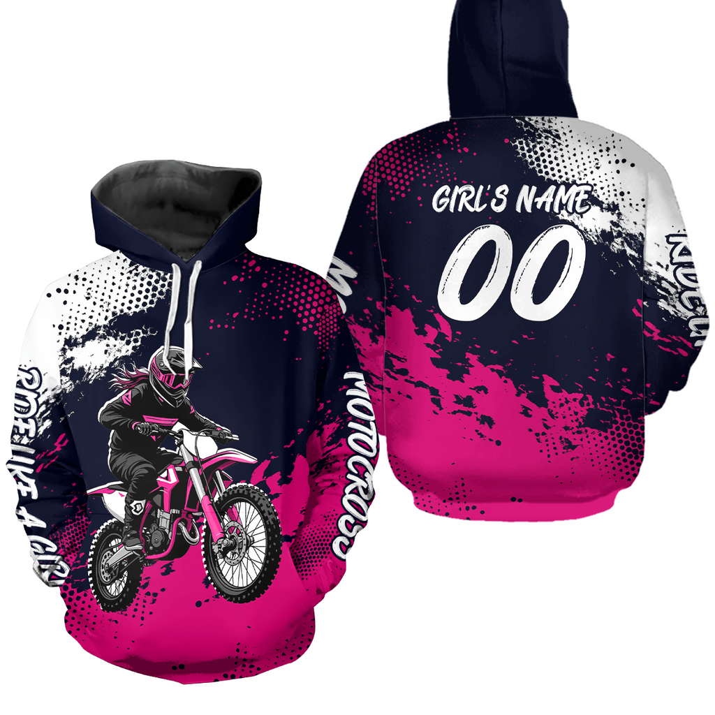 Pink Motocross Hoodie Custom Adult Dirt Bike Racing Hoodie Shirt