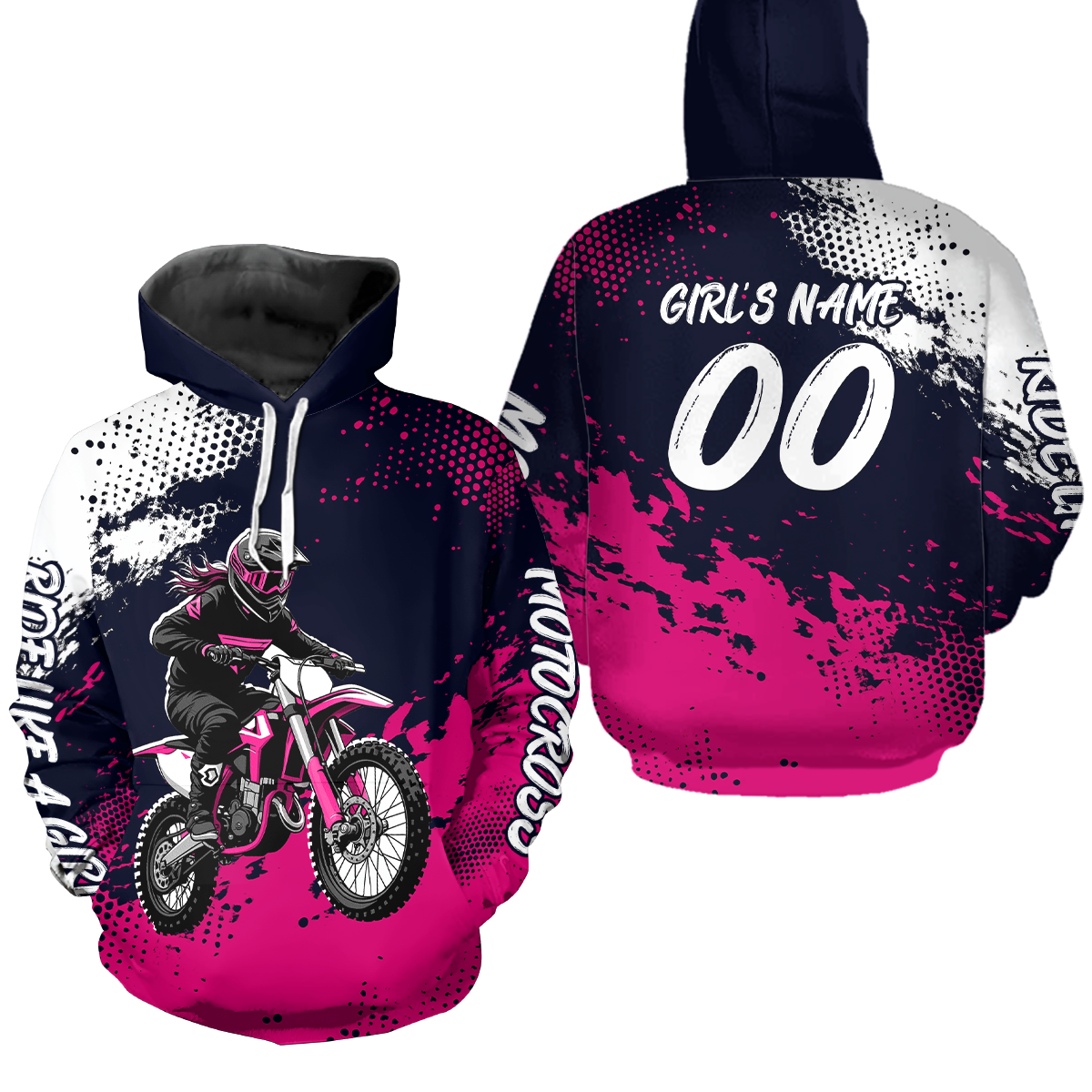 Pink Motocross Hoodie Custom Adult Dirt Bike Racing Hoodie Shirt