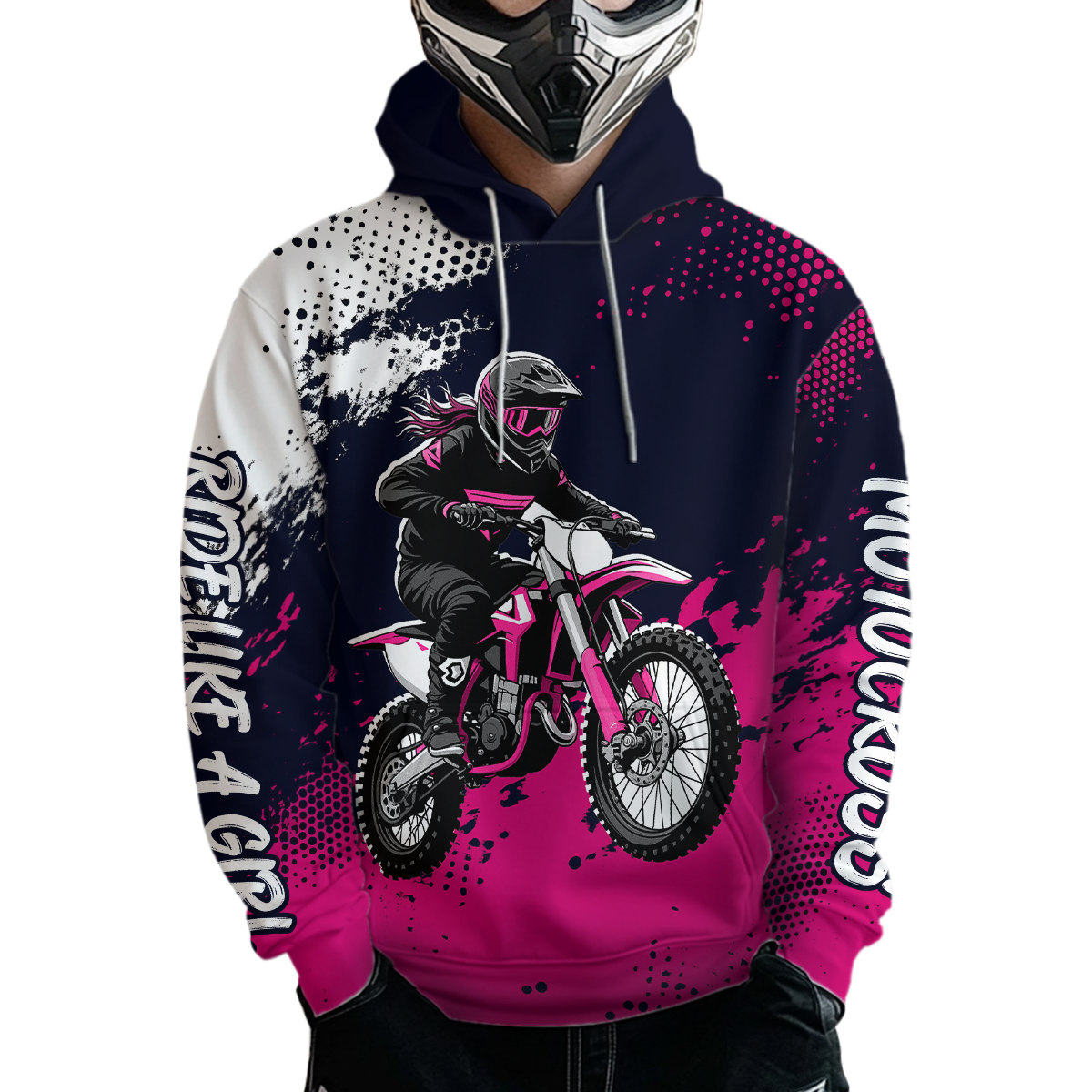Pink Motocross Hoodie Custom Adult Dirt Bike Racing Hoodie Shirt