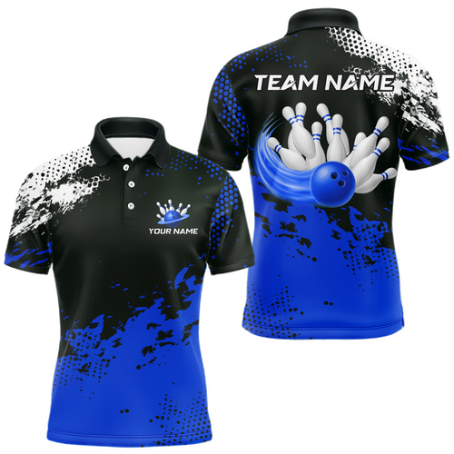 Blue Custom Bowling Shirts Bowling Jersey Polo&1/4 Zip Shirt for Team