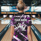 Custom Purple Bowling Shirts for Team Bowling Polo and 1/4 Zip Shirt