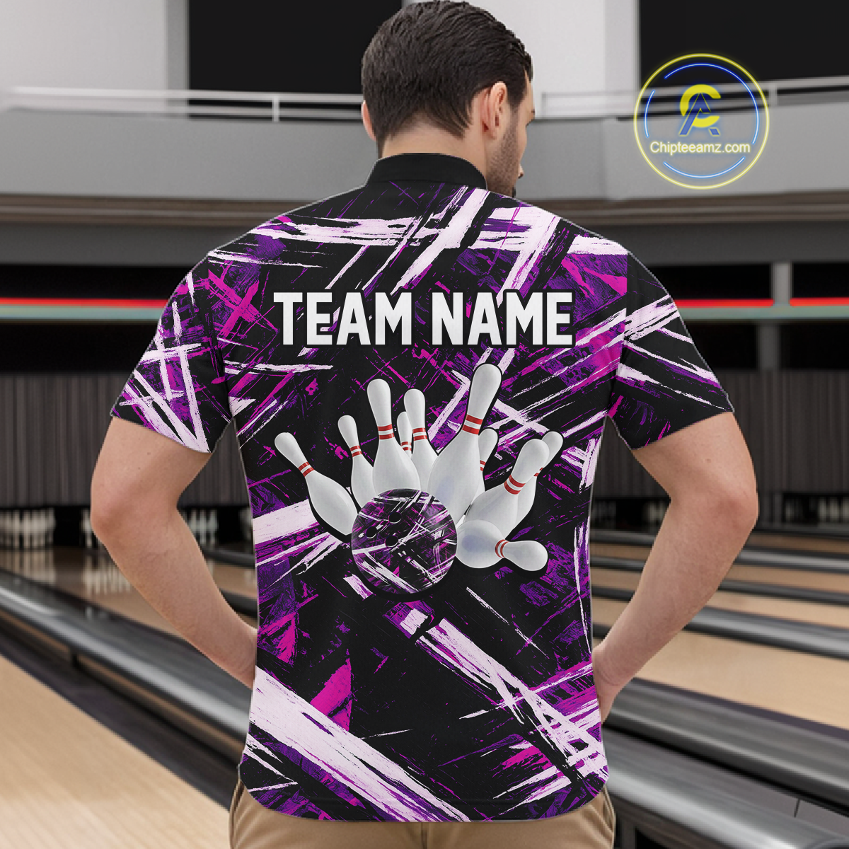 Custom Purple Bowling Shirts for Team Bowling Polo and 1/4 Zip Shirt
