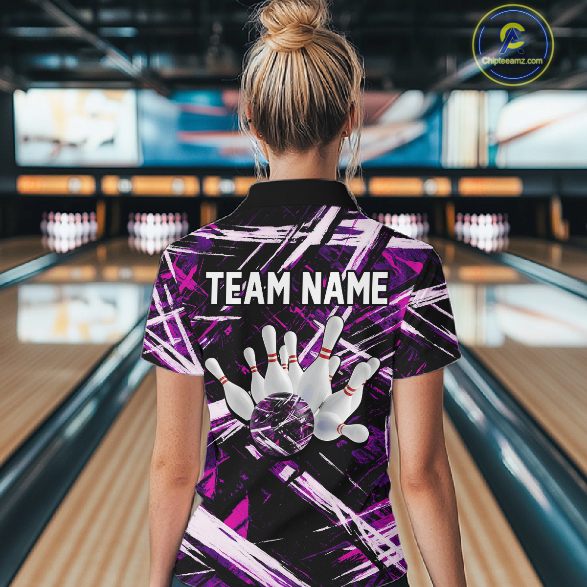 Custom Purple Bowling Shirts for Team Bowling Polo and 1/4 Zip Shirt