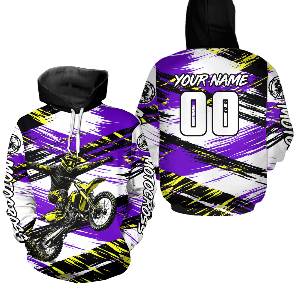 Purple Motocross Hoodie Custom for Adult Dirt Bike Racing Hoodie Shirt