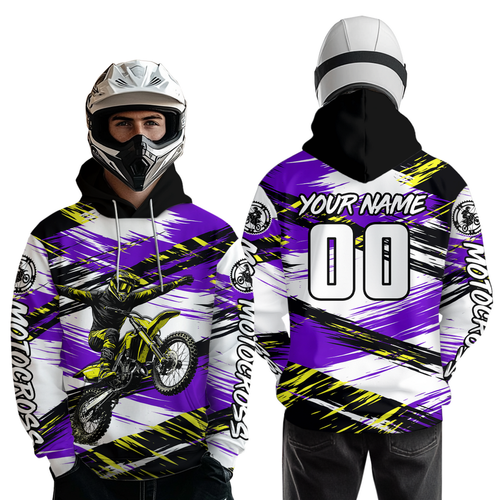 Purple Motocross Hoodie Custom for Adult Dirt Bike Racing Hoodie Shirt