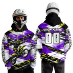 Purple Motocross Hoodie Custom for Adult Dirt Bike Racing Hoodie Shirt