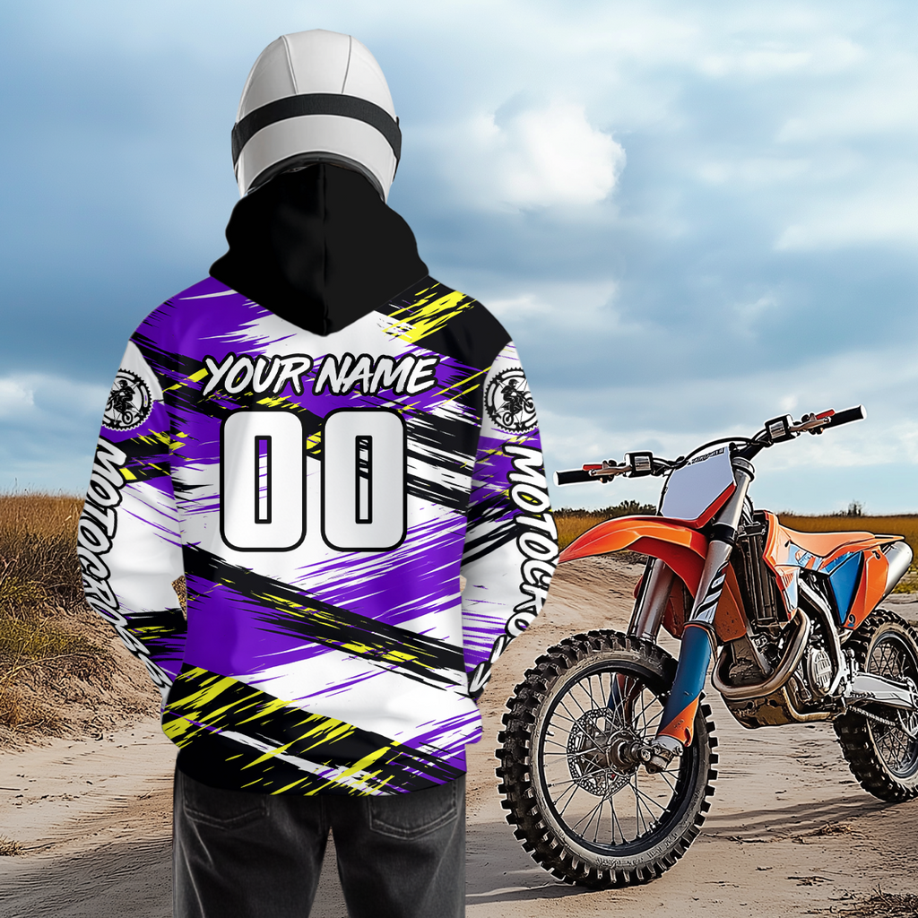 Purple Motocross Hoodie Custom for Adult Dirt Bike Racing Hoodie Shirt