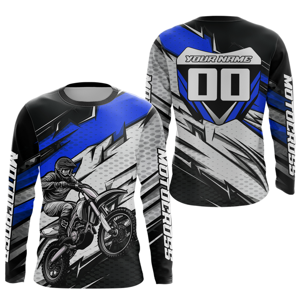 Blue Motocross Jersey Dirt Bike Jersey Motorcycle Riding Shirt