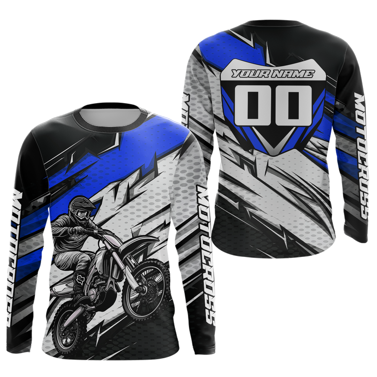 Blue Motocross Jersey Dirt Bike Jersey Motorcycle Riding Shirt