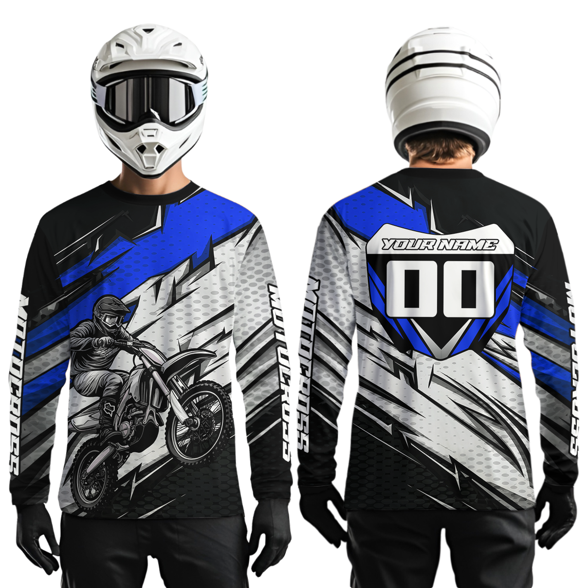 Blue Motocross Jersey Dirt Bike Jersey Motorcycle Riding Shirt
