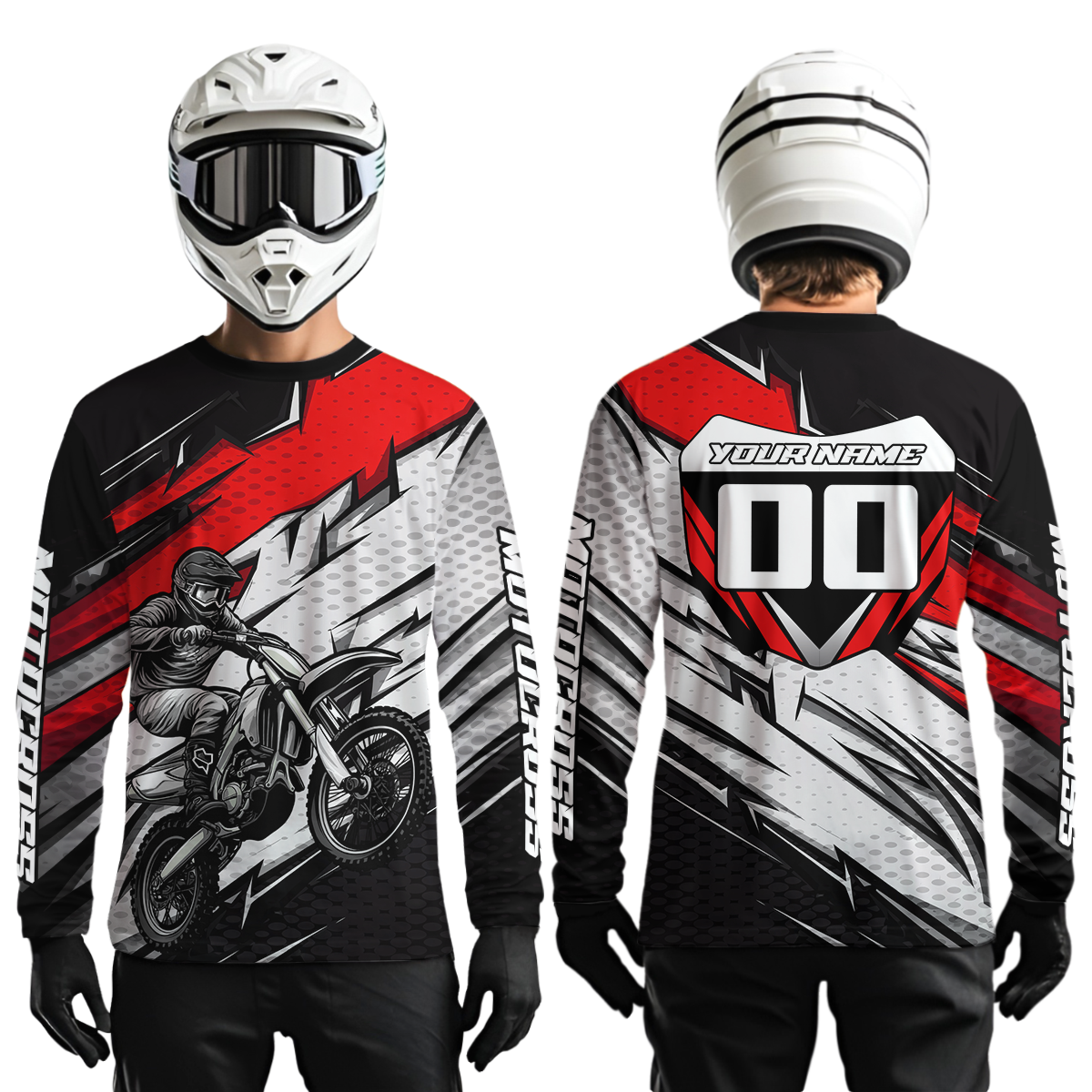 Red Motocross Jersey Dirt Bike Jersey Motorcycle Riding Shirt