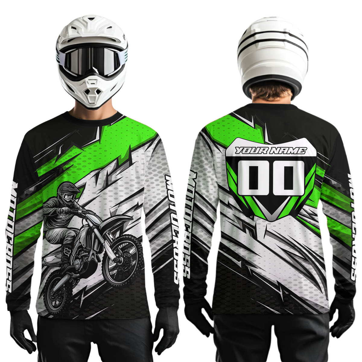 Green Motocross Jersey Dirt Bike Jersey Motorcycle Riding Shirt