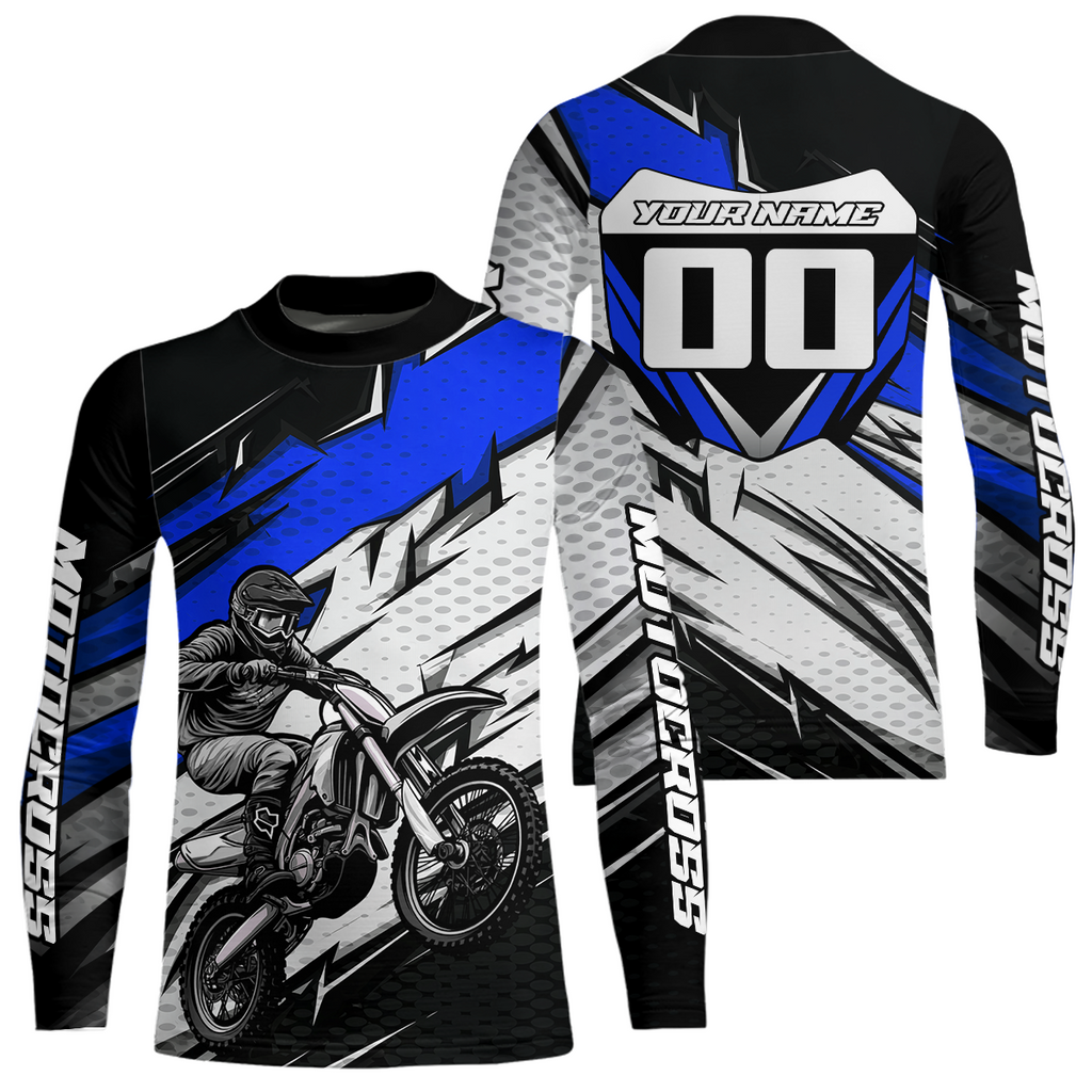Blue Motocross Jersey Dirt Bike Jersey Motorcycle Riding Shirt