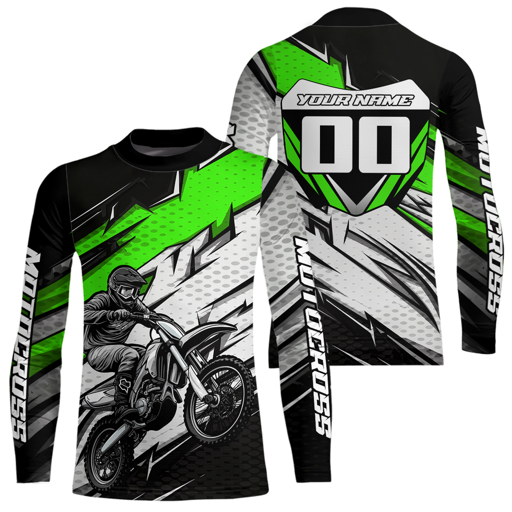 Green Motocross Jersey Dirt Bike Jersey Motorcycle Riding Shirt