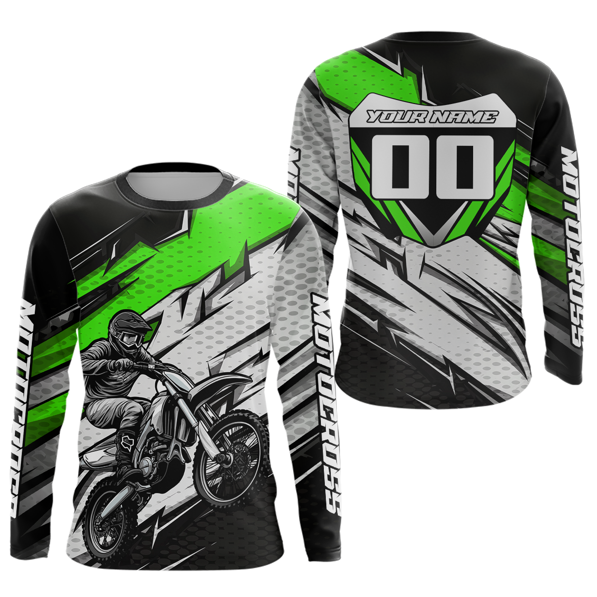 Green Motocross Jersey Dirt Bike Jersey Motorcycle Riding Shirt