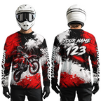 Custom Red Motocross Jersey Adult Dirt Bike Shirts Riding Shirt