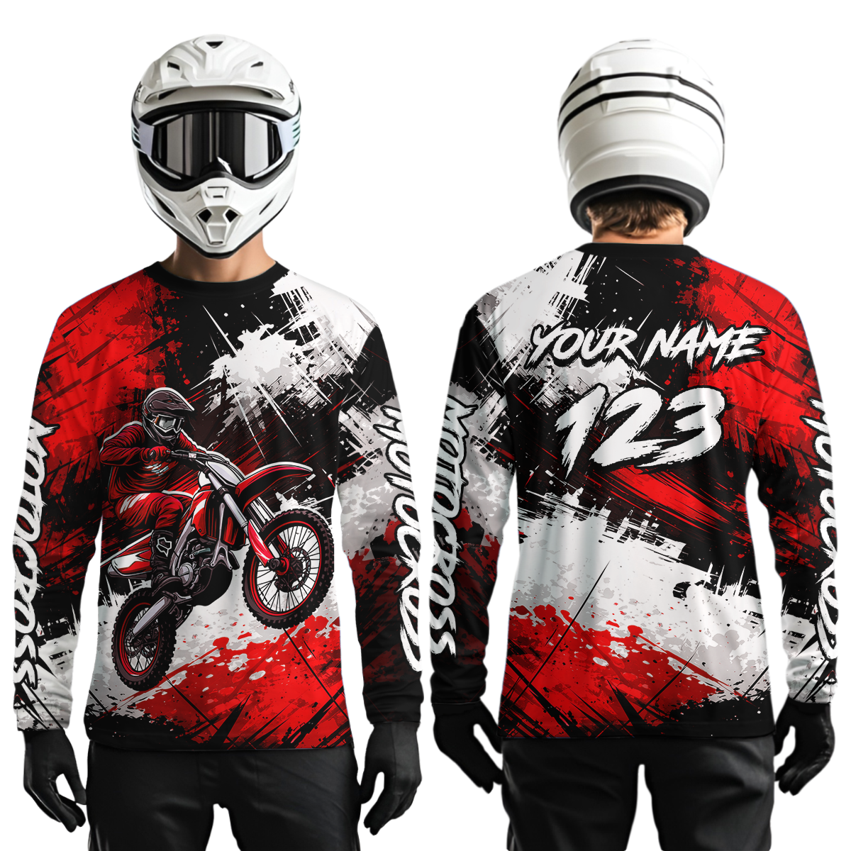 Custom Red Motocross Jersey Adult Dirt Bike Shirts Riding Shirt