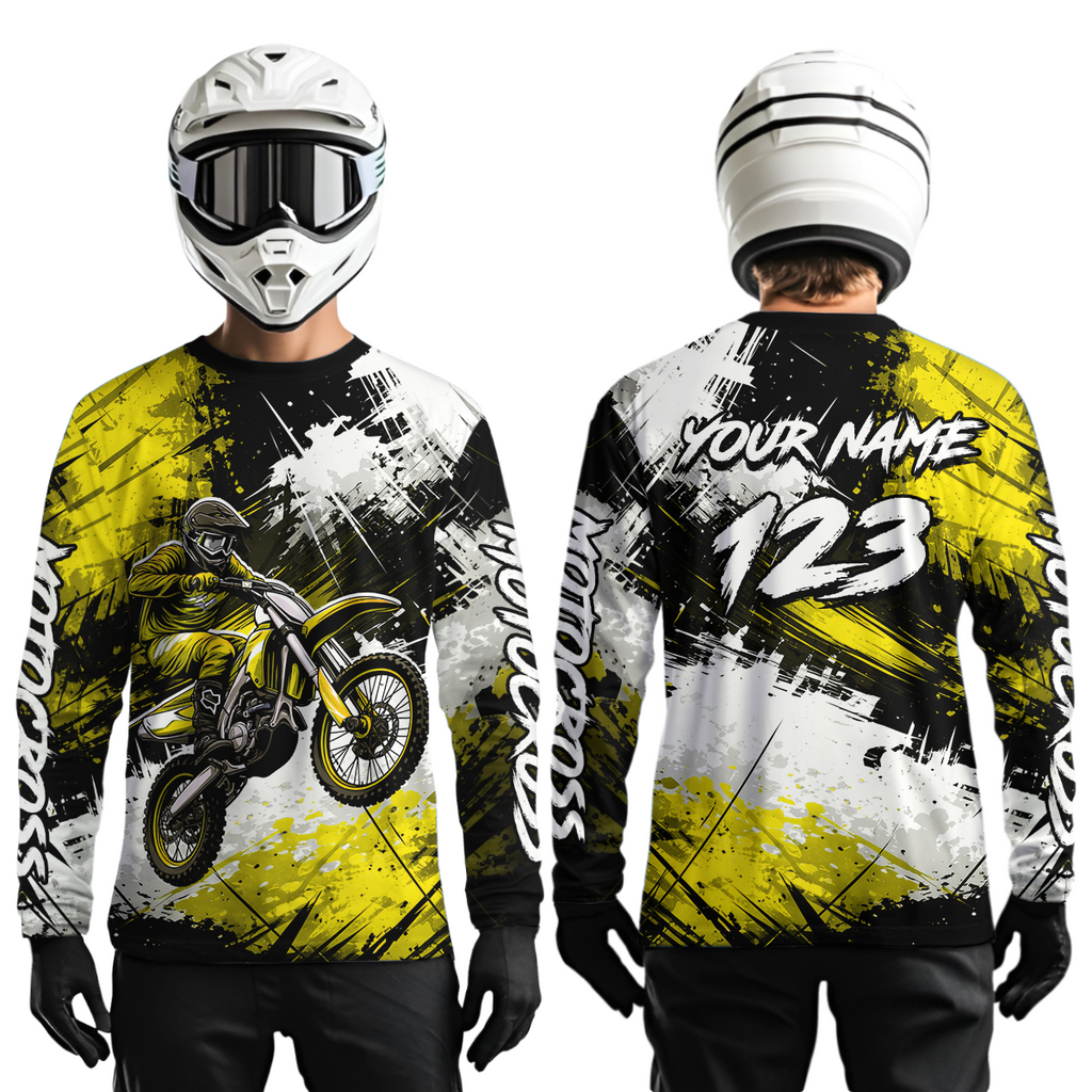 Custom Yellow Motocross Jersey Adult Dirt Bike Shirts Riding Shirt