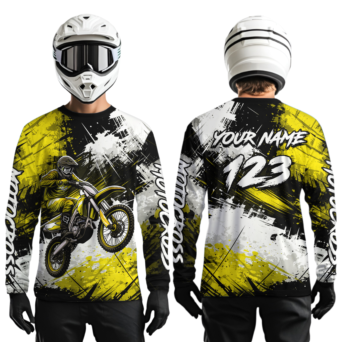 Custom Yellow Motocross Jersey Adult Dirt Bike Shirts Riding Shirt