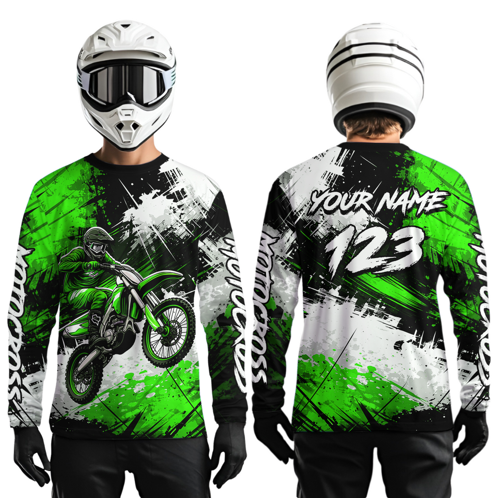 Custom Green Motocross Jersey Adult Dirt Bike Shirts Riding Shirt
