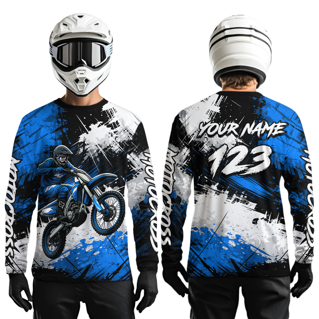 Custom Blue Motocross Jersey Adult Dirt Bike Shirts Riding Shirt