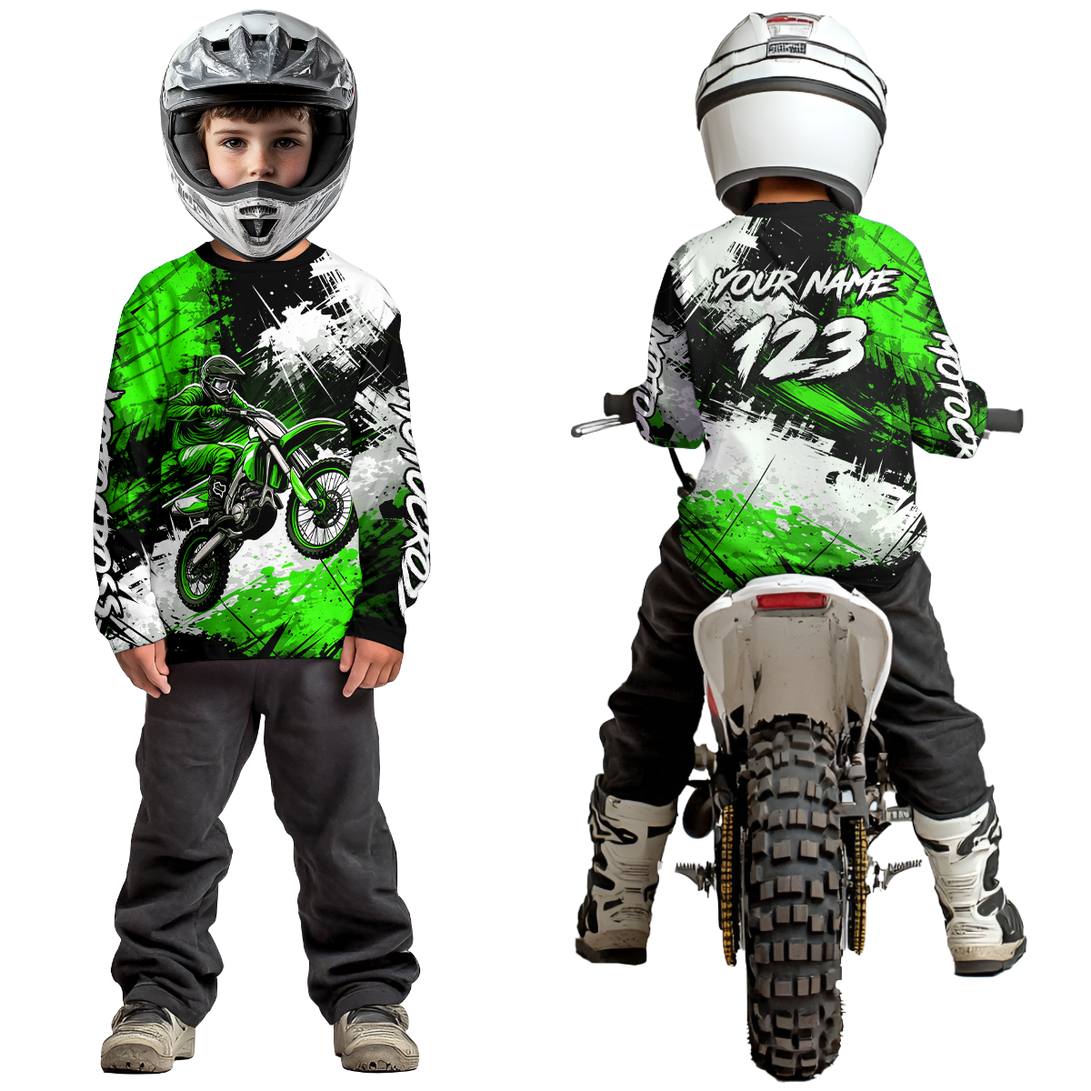 Custom Green Motocross Jersey Adult Dirt Bike Shirts Riding Shirt