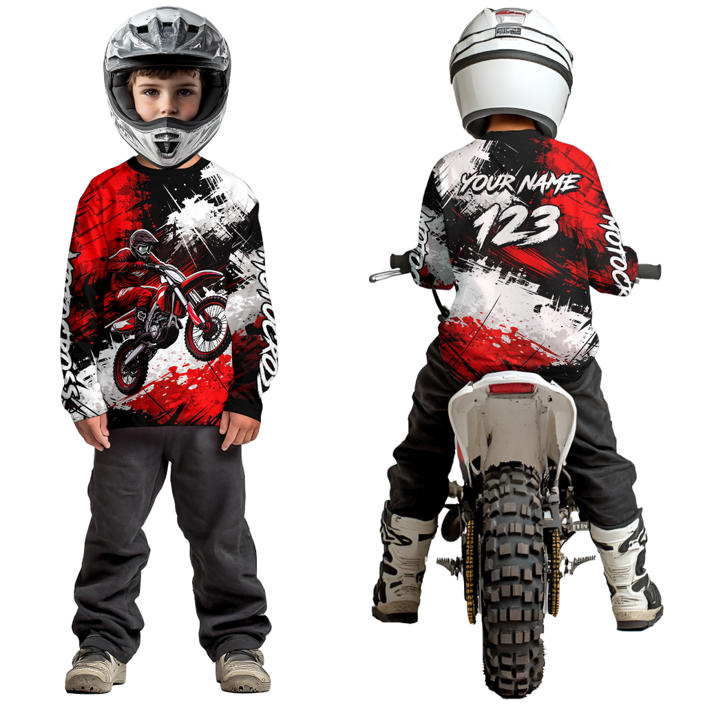 Custom Red Motocross Jersey Adult Dirt Bike Shirts Riding Shirt
