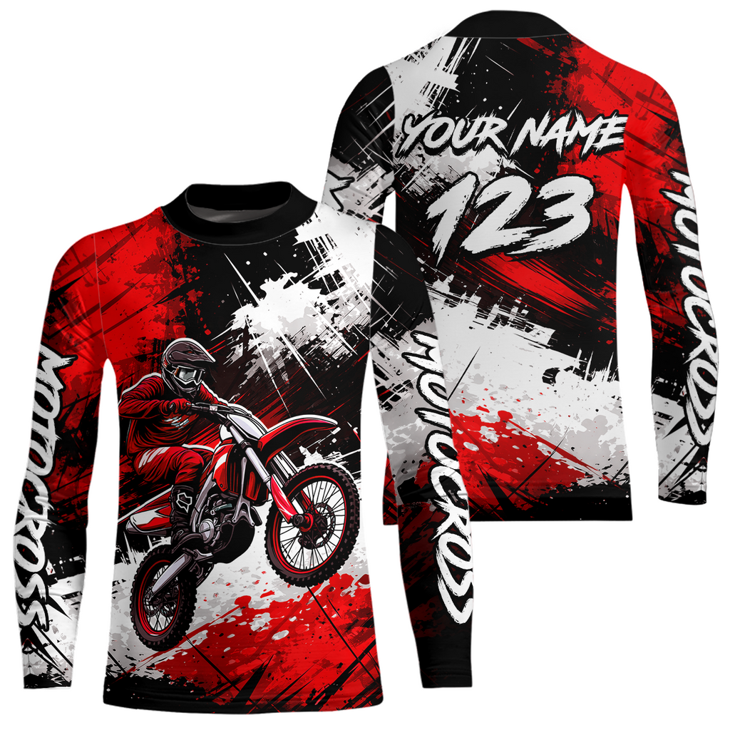 Custom Red Motocross Jersey Adult Dirt Bike Shirts Riding Shirt