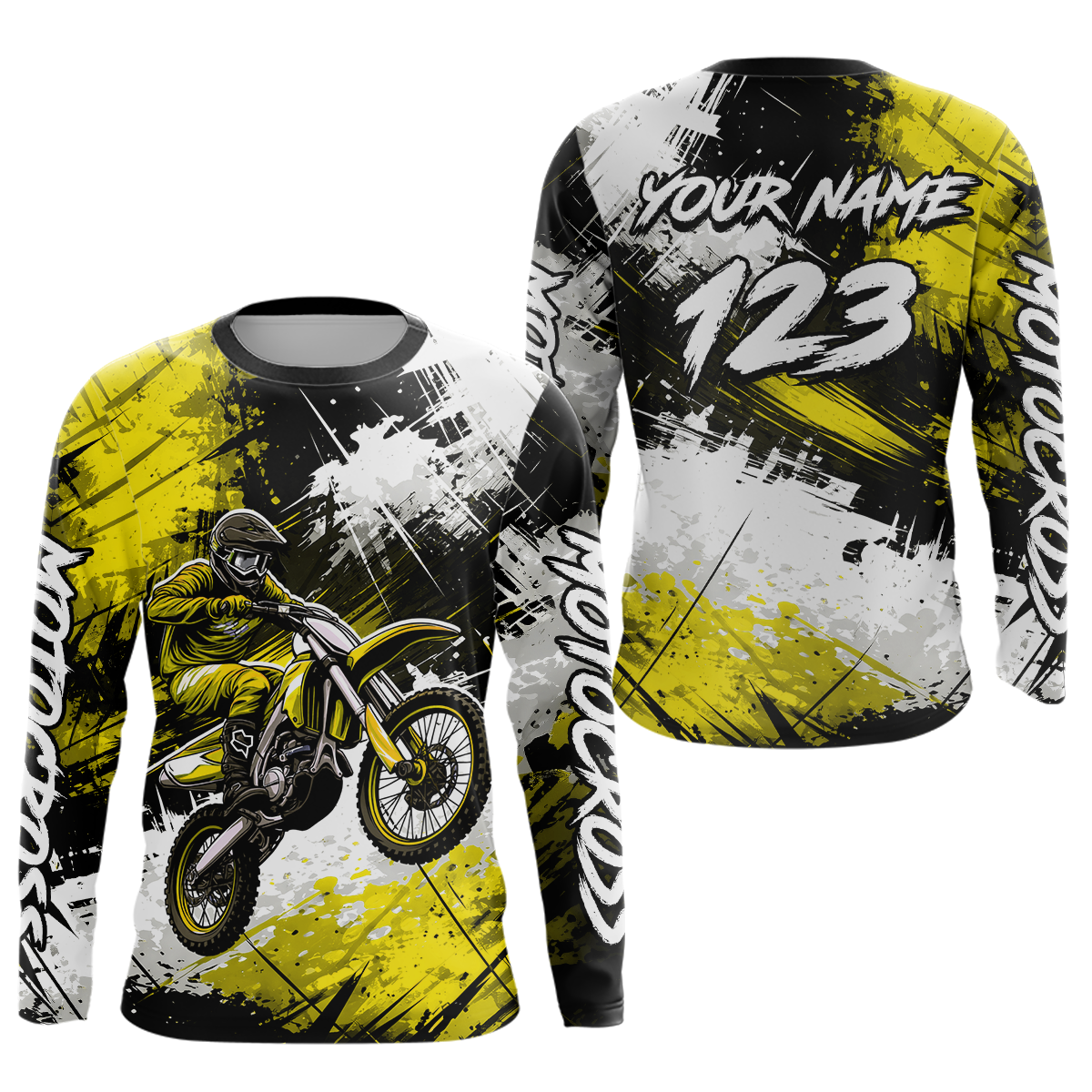 Custom Yellow Motocross Jersey Adult Dirt Bike Shirts Riding Shirt