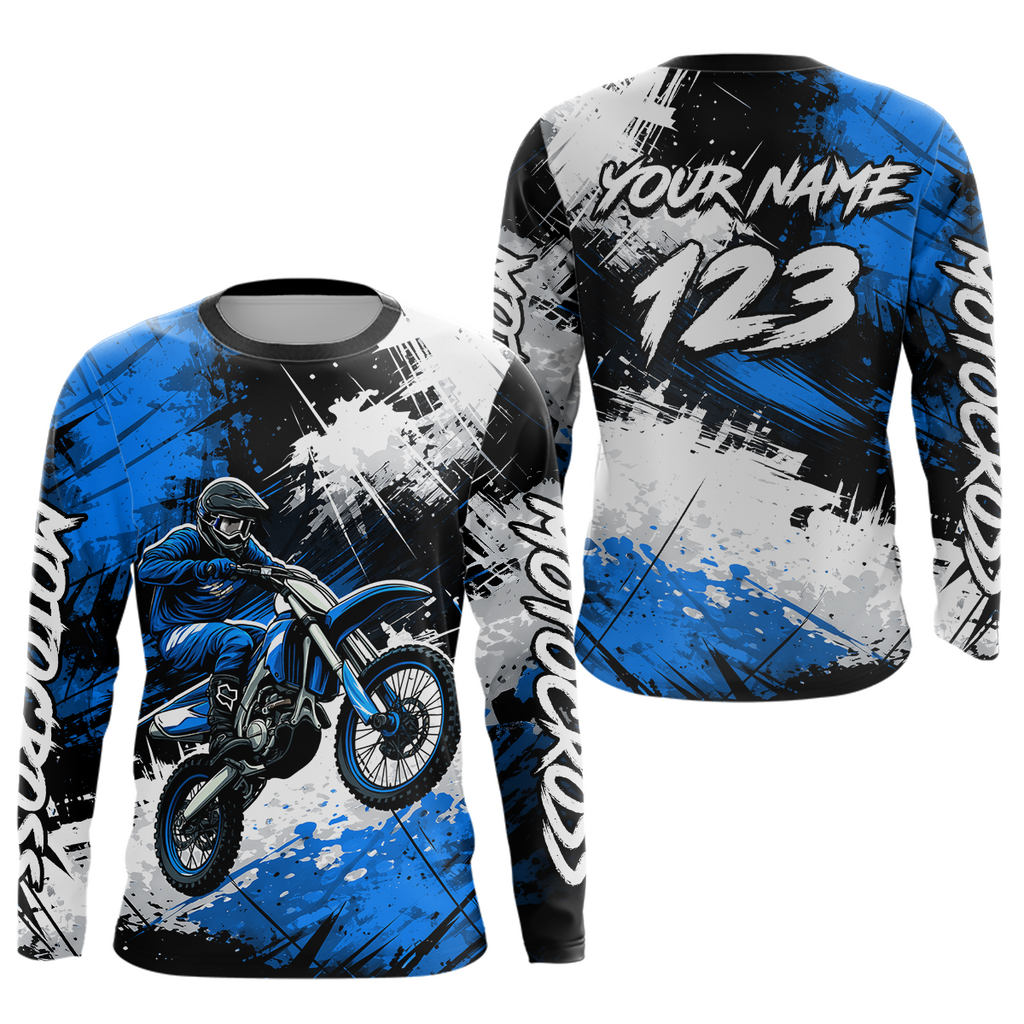 Custom Blue Motocross Jersey Adult Dirt Bike Shirts Riding Shirt
