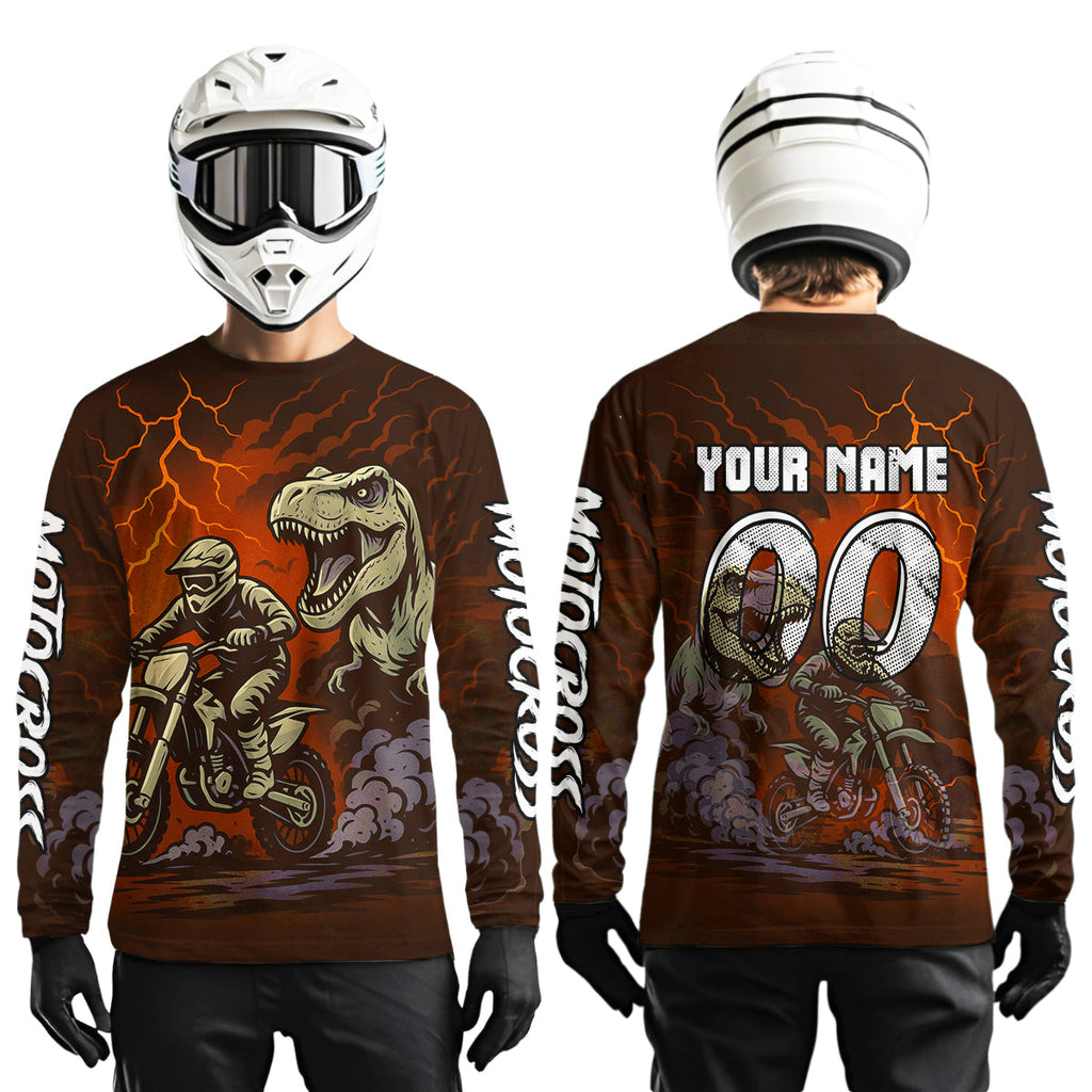 Orange Dinosaur Motocross Jersey Dirt Bike Shirts Racing Jersey