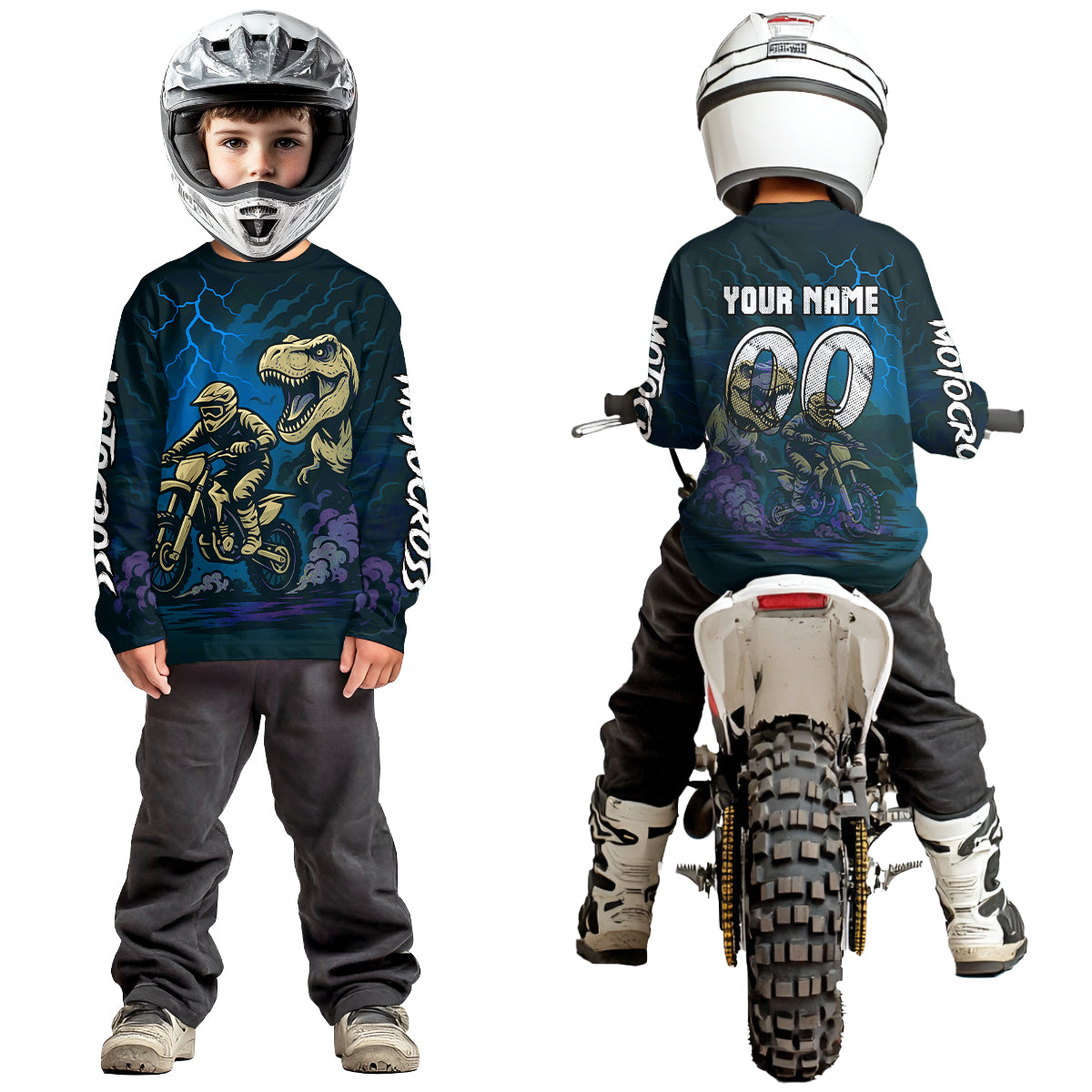 Blue Dinosaur Motocross Jersey Dirt Bike Shirts Racing Jersey