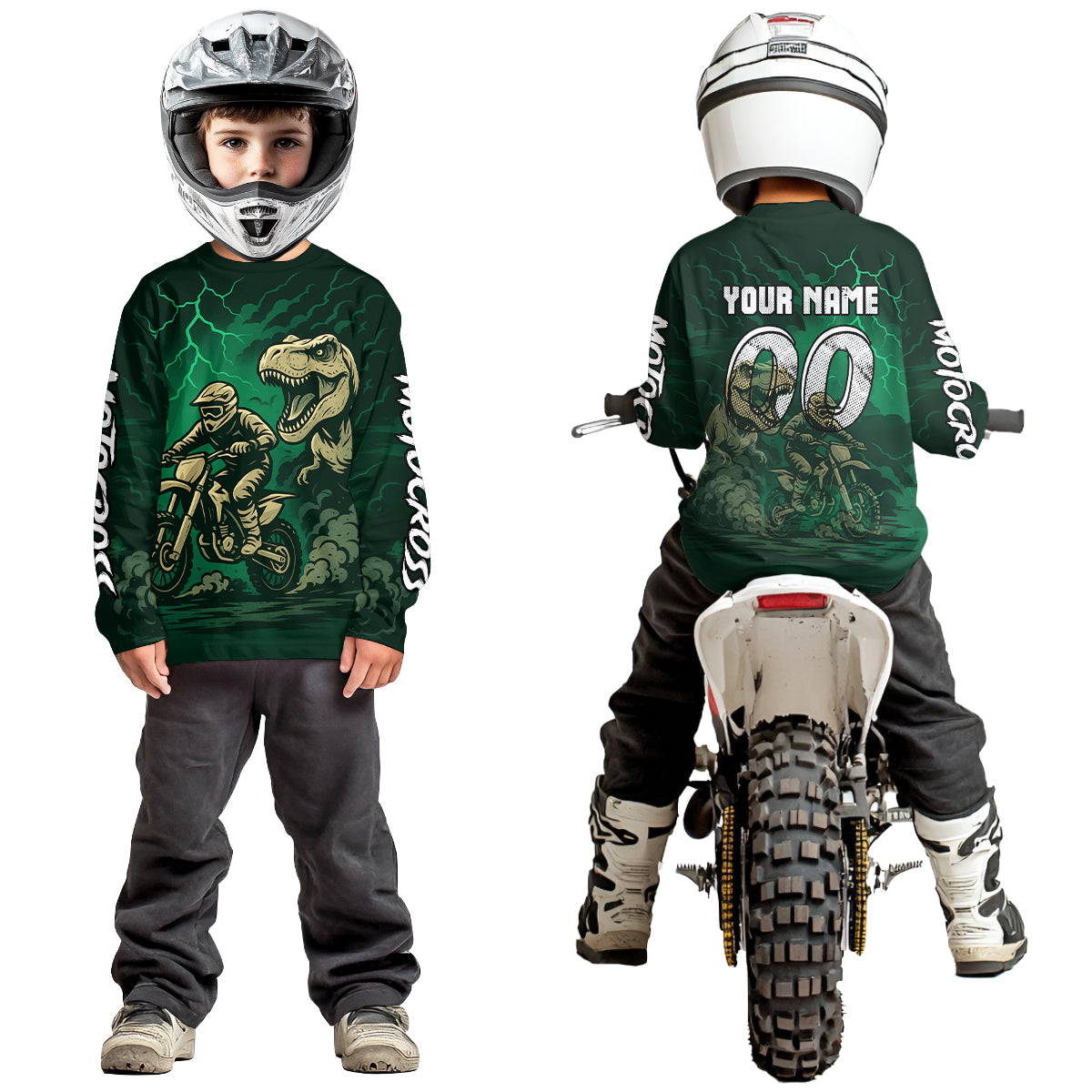 Green Dinosaur Motocross Jersey Dirt Bike Shirts Racing Jersey