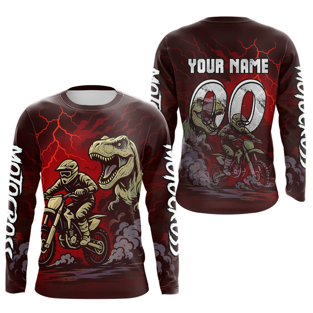 Red Dinosaur Motocross Jersey Dirt Bike Shirts Racing Jersey