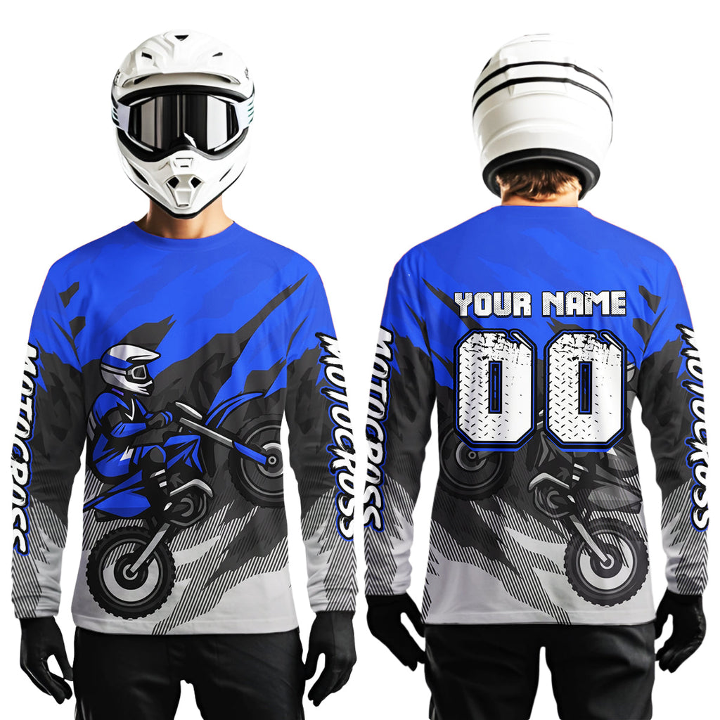 Blue Motocross Jersey Custom Dirt Bike Shirts Motorcycle Riding Shirt