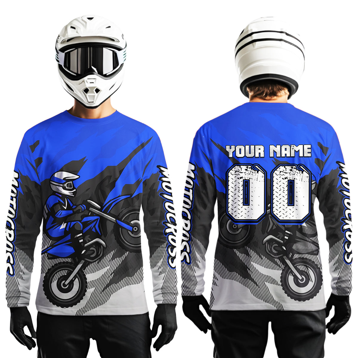 Blue Motocross Jersey Custom Dirt Bike Shirts Motorcycle Riding Shirt