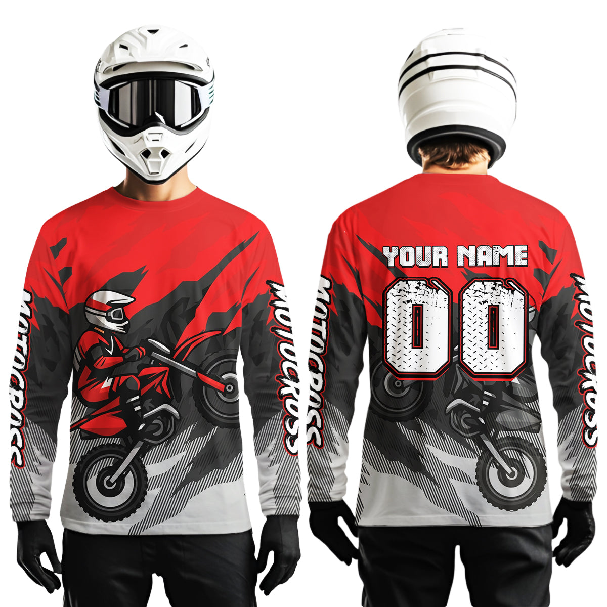 Red Motocross Jersey Custom Dirt Bike Shirts Motorcycle Riding Shirt