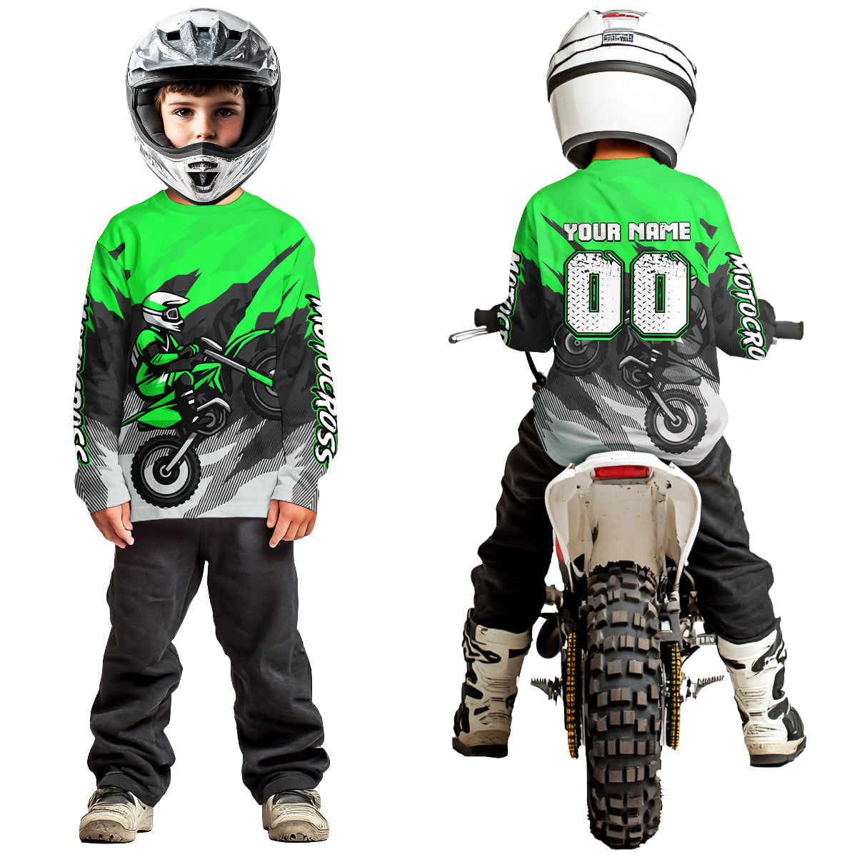 Green Motocross Jersey Custom Dirt Bike Shirts Motorcycle Riding Shirt