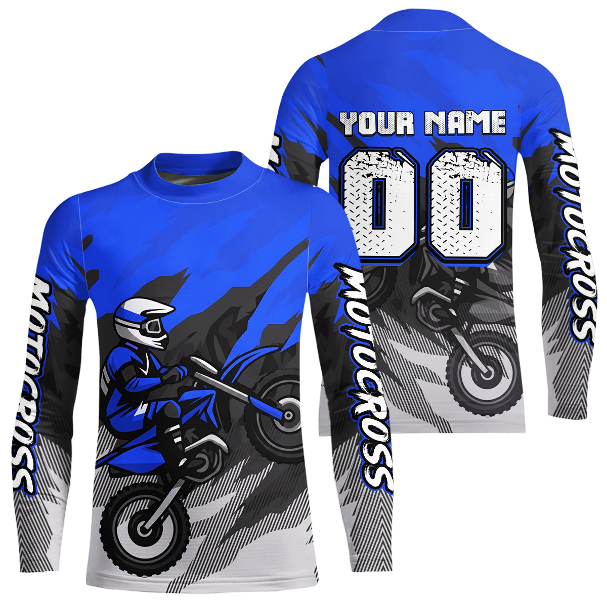 Blue Motocross Jersey Custom Dirt Bike Shirts Motorcycle Riding Shirt