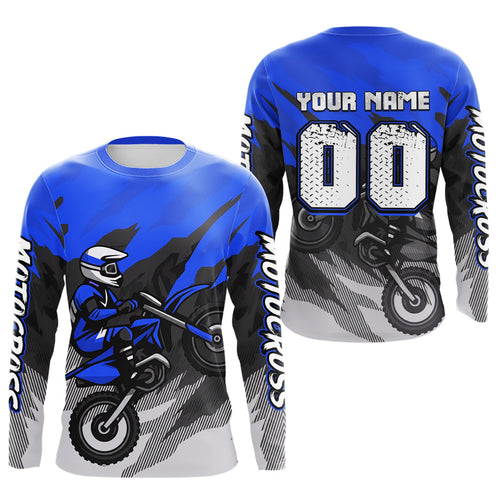 Blue Motocross Jersey Custom Dirt Bike Shirts Motorcycle Riding Shirt