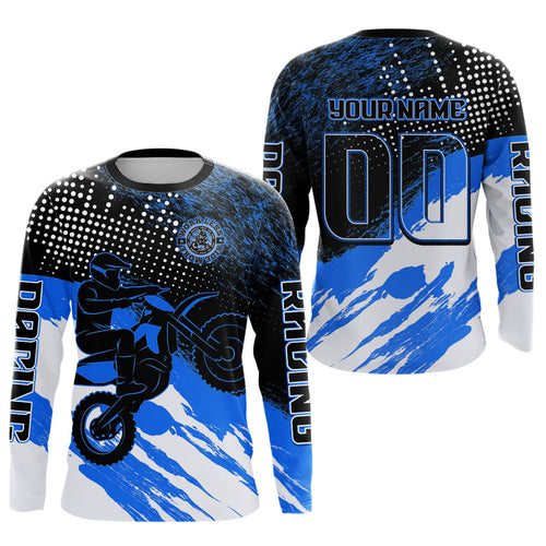 Custom Blue Motocross Racing Jersey Dirt Bike Shirts Riding Shirt