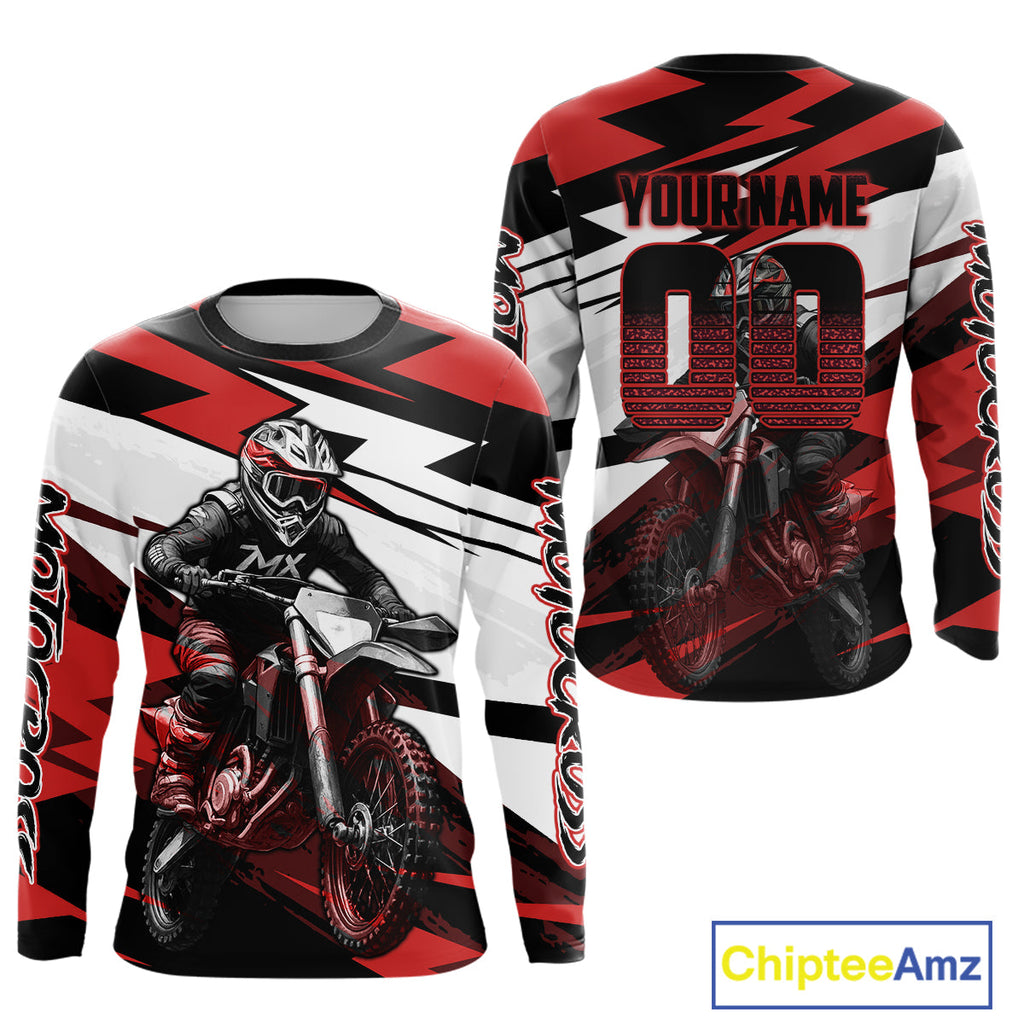 Red and Black Custom Motocross Jersey Dirt Bike Motorcycle Shirt