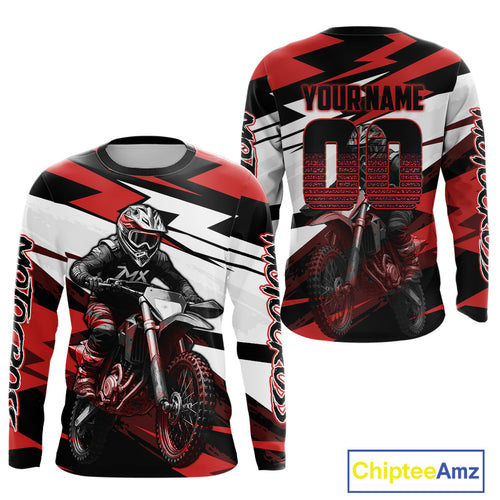 Red and Black Custom Motocross Jersey Dirt Bike Motorcycle Shirt