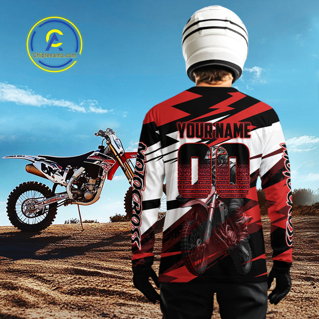 Red and Black Custom Motocross Jersey Dirt Bike Motorcycle Shirt