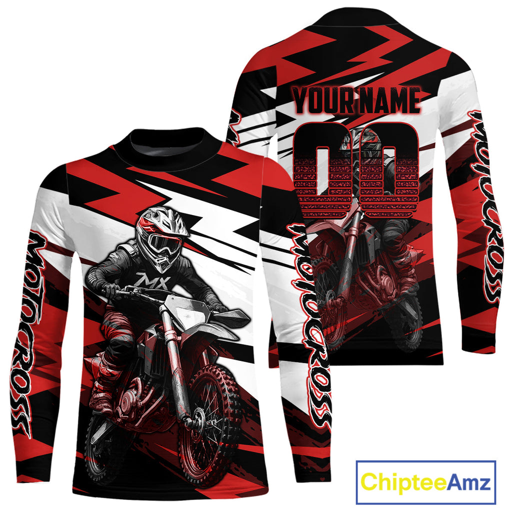 Red and Black Custom Motocross Jersey Dirt Bike Motorcycle Shirt