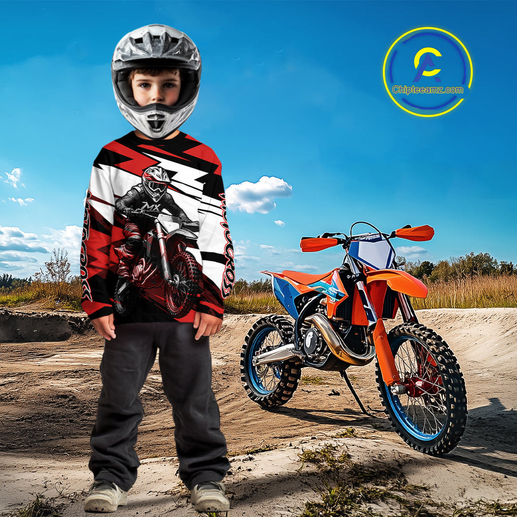 Red and Black Custom Motocross Jersey Dirt Bike Motorcycle Shirt