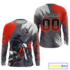 Red and Grey Custom Motocross Jersey Dirt Bike Shirts Motorcycle Shirt