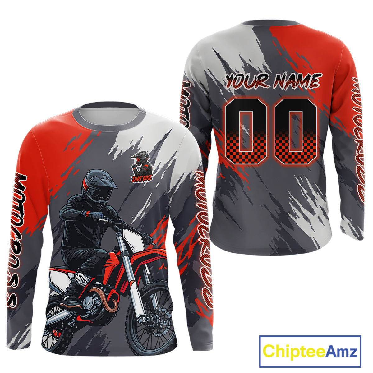 Red and Grey Custom Motocross Jersey Dirt Bike Shirts Motorcycle Shirt
