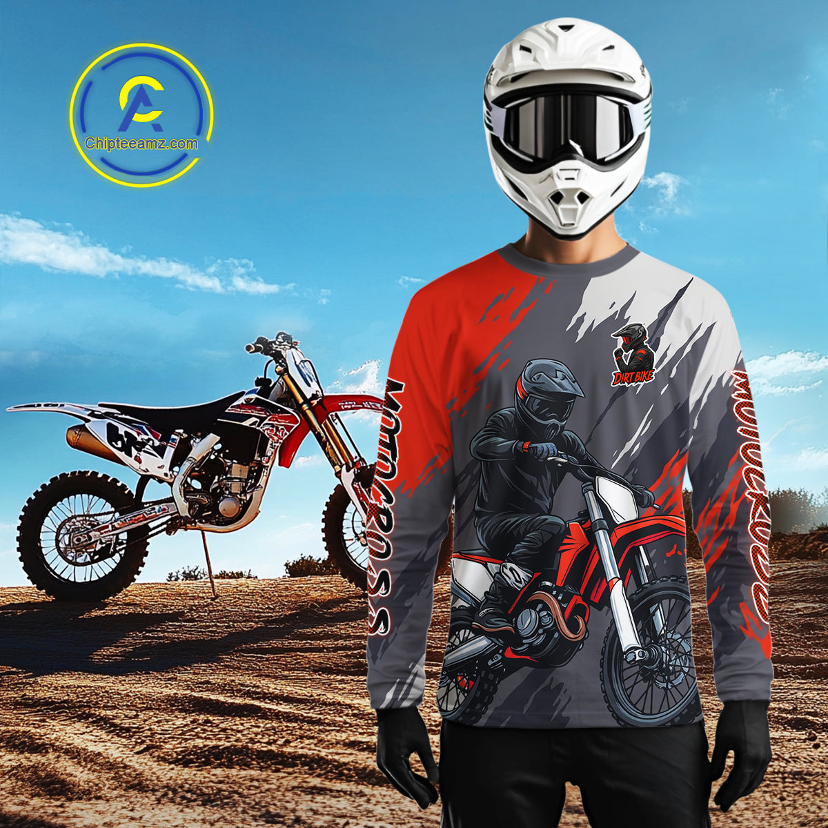 Red and Grey Custom Motocross Jersey Dirt Bike Shirts Motorcycle Shirt